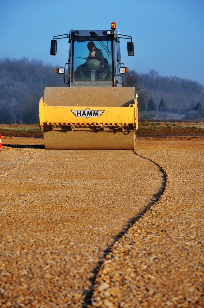 steamroller, construction equipment, earth-moving machinery