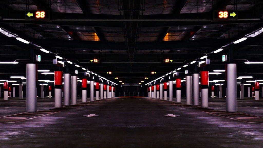 parking garage, parking lot, empty