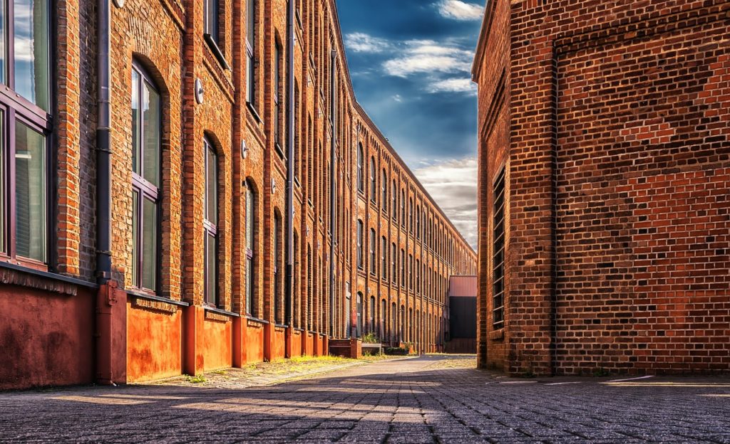 factory, building, brick