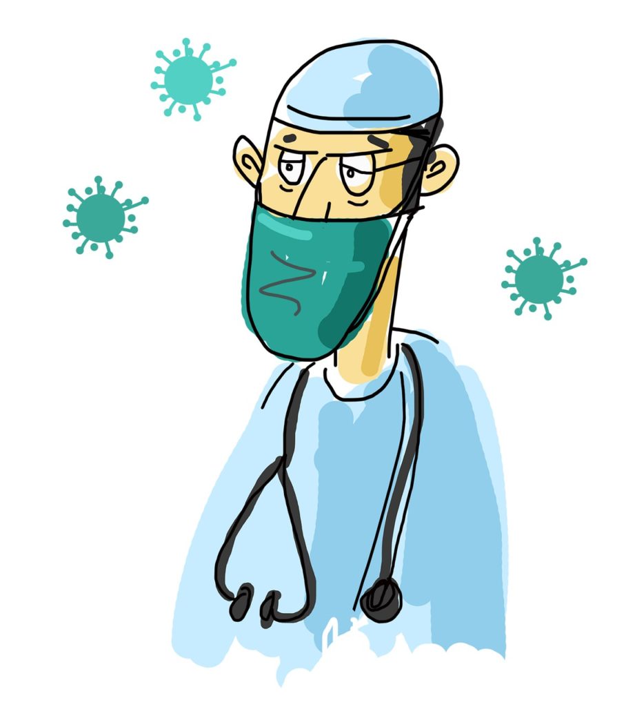 cartoon doctor, covid doctor, hygiene